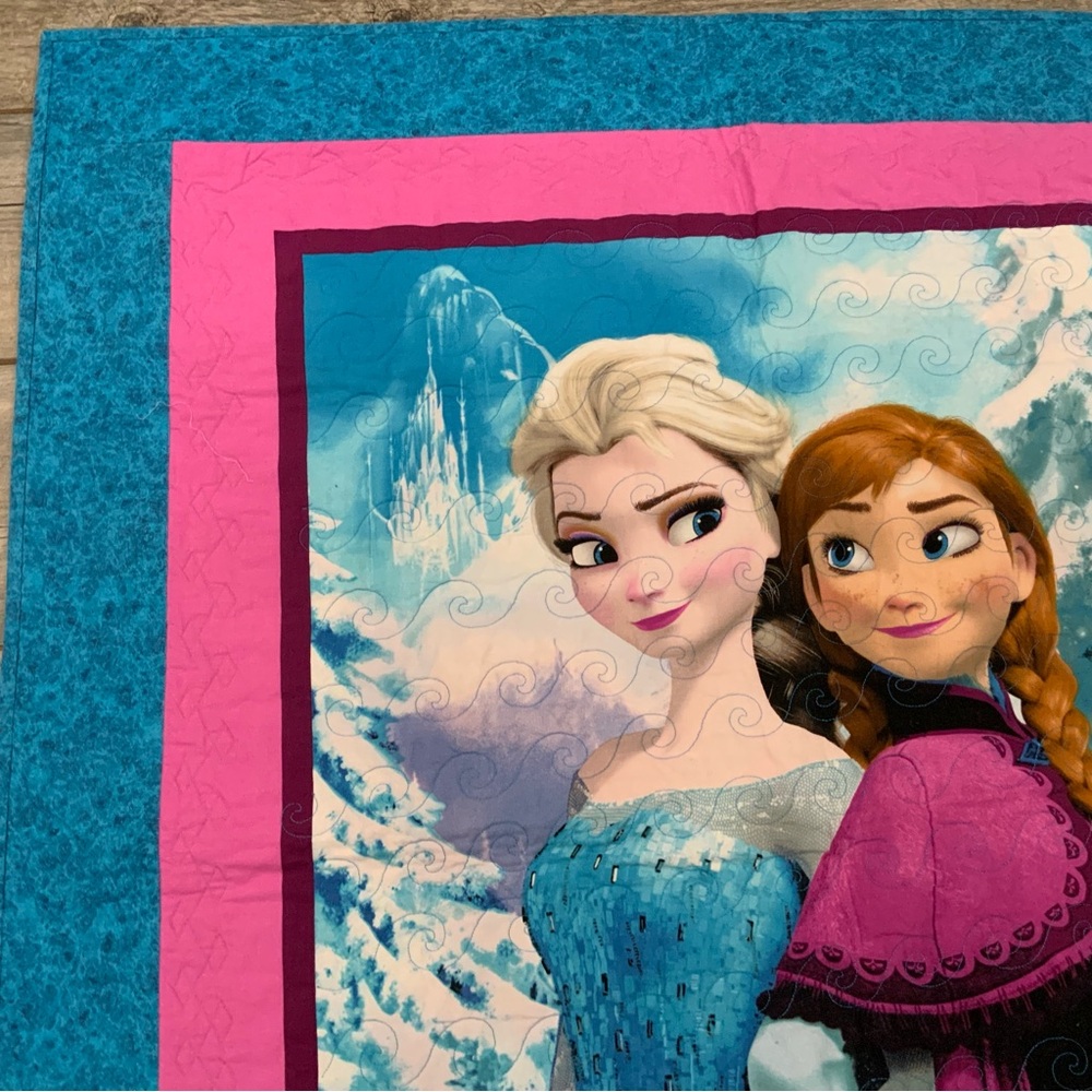 Disney Frozen Anna Elsa Handmade Patchwork Quilt 49x41” Lap Throw Display Crib - Picture 7 of 13